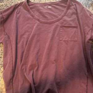 Aerie Voop Short Sleeve Burgundy Tee